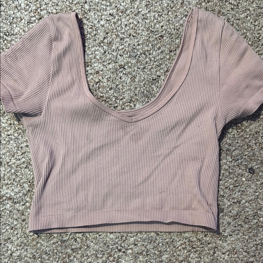Ribbed Mauve Crop Top